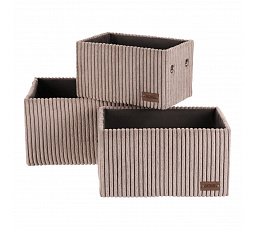 Koš regálový - manšestrový potah, šedý, cena za sadu 3 ks