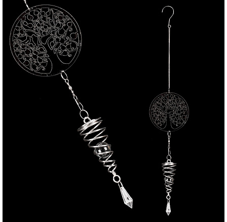 Dekorace na zavěšení, kovová, stříbrná - strom života.