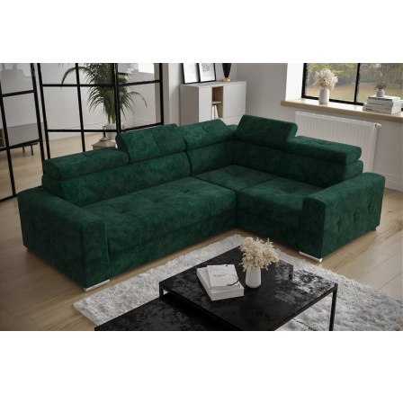 Rohová sedací souprava s funkcí spaní MARGO II 270X197 - zelená , pravá