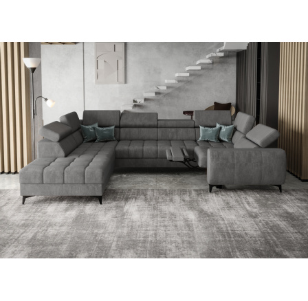 Rohová sedací souprava PORTO MAX I , relax 225X350X193 cm - šedá , levá