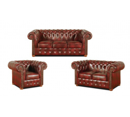 Sedací souprava Chesterfield Classic 3+2+1 kůže bordó