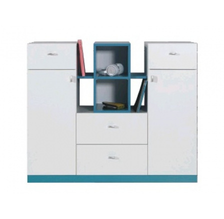 Komoda MOBI MO10, Bílý Lux / Tyrkysový Komoda MOBI MO10, Bílý Lux / Tyrkysový