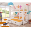 Třílůžková patrová postel s matracemi SORIA White