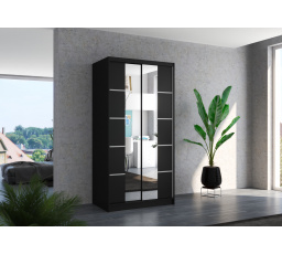 Posuvná skříň se zrcadlem KSAWER 100 Černá+Černá