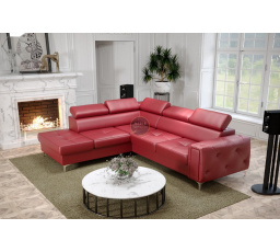 Rohová sedací souprava ORION II s funkcí spaní 225x255 cm přírodní kůže - červená kůže, Levá strana