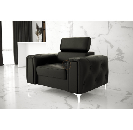 Křeslo ORION přírodní kůže - černá kůže