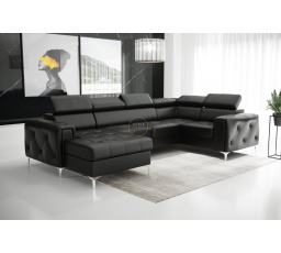 Rohová sedací souprava ORION MAX III s funkcí spaní 165x320x185 cm - černá eko kůže, pravá