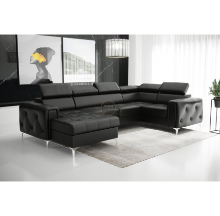 Rohová sedací souprava ORION MAX III s funkcí spaní 165x320x185 cm - černá eko kůže, pravá Rohová sedací souprava ORION MAX III s funkcí spaní 165x320x185 cm - černá eko kůže, pravá