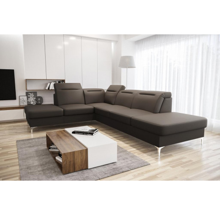 Rohová sedací souprava OSLO 295x220 přírodní kůže - levá, hnědá kůže