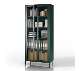 Prosklená vitrína lahvově zelená Moderní ANGELO 800 x 1850 x 450 mm