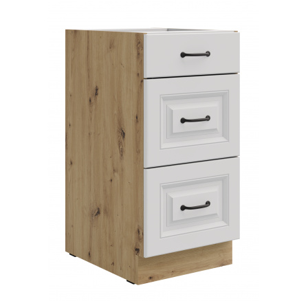Dolní skříňka STELLO - 40 D 3S BB, Dub Artisan/Bílý mat