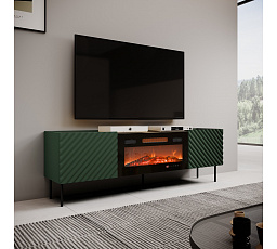 TV komoda ONDA EF s elektrickým krbem, zelená / dub artisan
