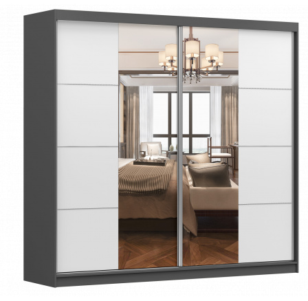 Šatní skříň MULTI 38, Šedá/Bílá