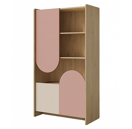 Knihovna Leya R7 dub cremona/macadamia/pudrová růžová Knihovna Leya R7 dub cremona/macadamia/pudrová růžová