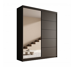 Šatní skříň s posuvnými dveřmi a zrcadlem Nico 180 Černá+Černá