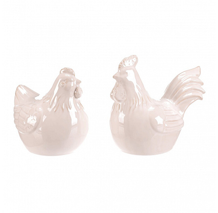 Slepice a kohout - keramika, vel. M, b. krémová, cena za 1 ks