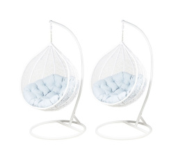 Závěsná zahradní křesla - bílá šedé sedadlo - sada 1+1 F-03