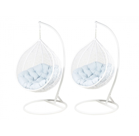 Závěsná zahradní křesla - bílá šedé sedadlo - sada 1+1 F-03