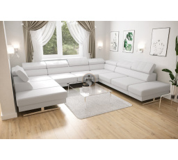 Rohová sedací souprava EMPORIO MAX I 300X350X220 - pravá, Eko kůže bílá
