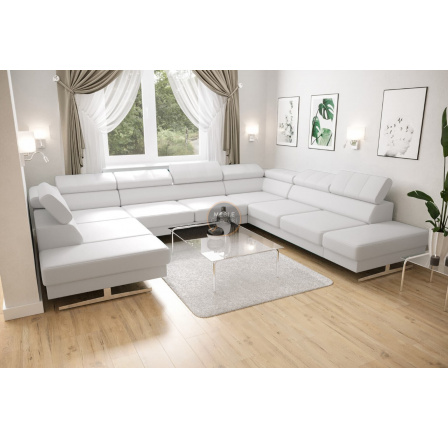 Rohová sedací souprava EMPORIO MAX I 300X350X220 - pravá, Eko kůže bílá