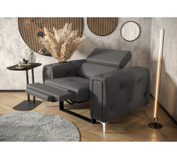 Křeslo ORION , relax přírodní kůže - Šedá kůže