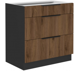 Dolní skřínka MONZA - 80 D 3S BB, Černá mat/Ořech