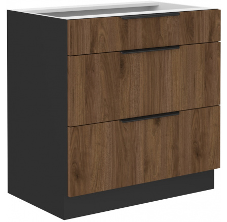 Dolní skřínka MONZA - 80 D 3S BB, Černá mat/Ořech Dolní skřínka MONZA - 80 D 3S BB, Černá mat/Ořech