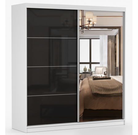 Šatní skříň MULTI 31 - 233 cm, Bílá/Černý Lesk Šatní skříň MULTI 31 - 233 cm, Bílá/Černý Lesk