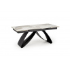 Jídelní stůl HILARIO, efekt bílého mramoru/Černá