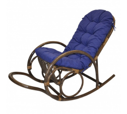 Ratanové houpací křeslo Jenaira hnědé polstr modrý melír