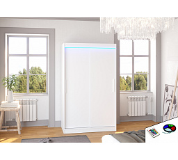 Posuvná skříň s LED osvětlením COLLIN 120 Bílá+Bílá