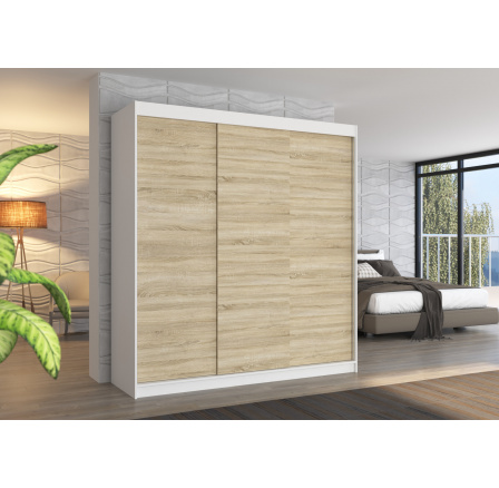 Posuvná skříň MEGAN 200 Bílá+Sonoma