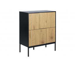 Komoda Seaford IV černý přírodní dub