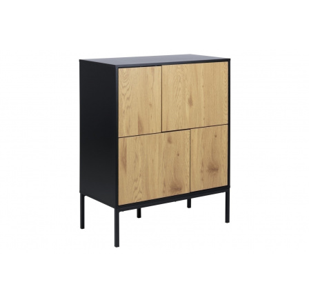 Komoda Seaford IV černý přírodní dub