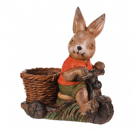 Zajíc na sekačce s košíkem - magnesium, obal na květiny