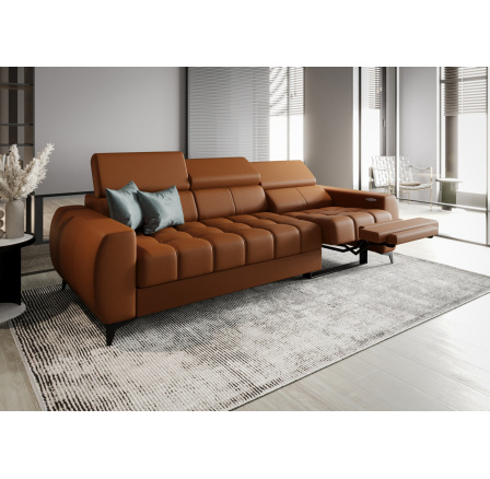 Sofa PORTO III , relax 263 cm přírodní kůže - Koňaková kůže, Pravá strana