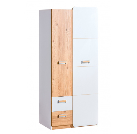 Šatní skříň LORENTO L1, Brilantní Bílá/Dub Nash
