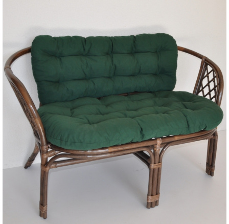 Ratanová lavice Bahama hnědá polstr zelený dralon