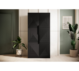 Šatní skříň Asha, černý mat / černé úchyty