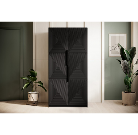 Šatní skříň Asha, černý mat / černé úchyty