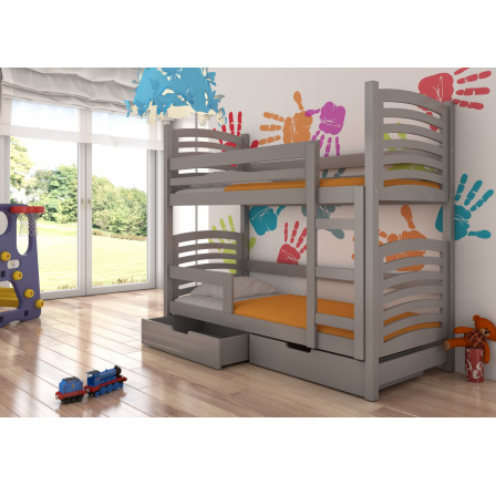 Dvoulůžková patrová postel s matracemi OSUNA Gray