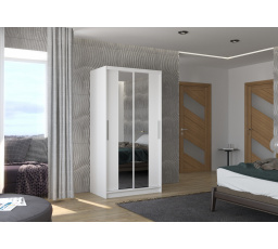 Posuvná skříň se zrcadlem DRAGONIS 100 Bílá+Bílá