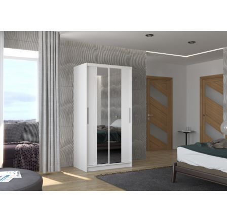 Posuvná skříň se zrcadlem DRAGONIS 100 Bílá+Bílá