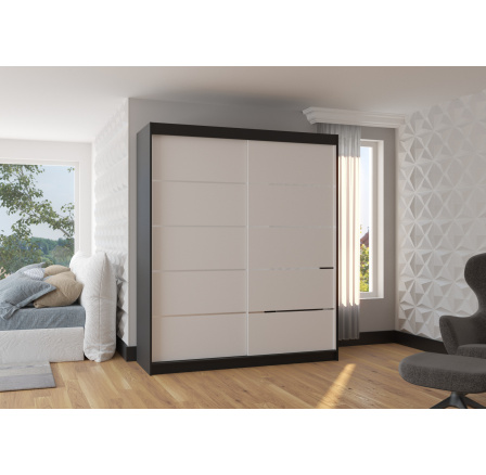 Šatní skříň s posuvnými dveřmi SPECTRA 180 Černá+Bílá