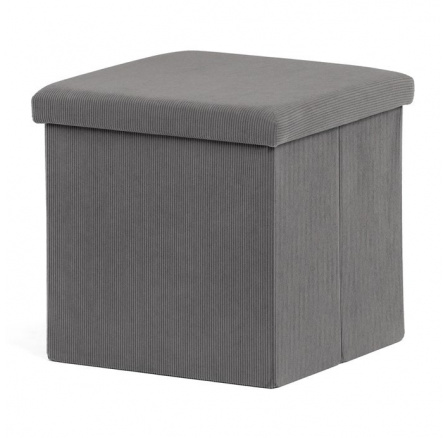 Taburet s úložným prostorem, šedá, manšestrová látka, TAB-471 GREY6