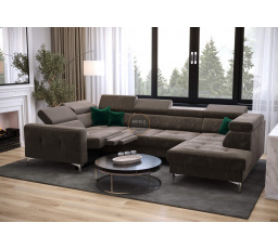 Rohová sedací souprava TOSCANIA MAX I , relax s funkcí spaní 170x350x185 cm - hnědá , levá