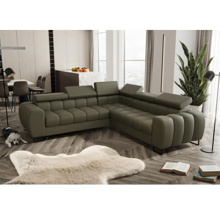Rohová sedací souprava ASPEN MAX 260x260 cm přírodní kůže - levá, Olivová kůže