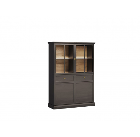 Vitrína LUCCA W4D2S, Černá  s LED osvětlením