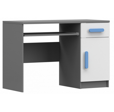 Psací stůl SMYK II - 08, Šedá/Bílá/Modrá Psací stůl SMYK II - 08, Šedá/Bílá/Modrá
