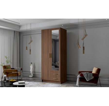 Skříň Arya II 80 - ořech/zlaté úchytky